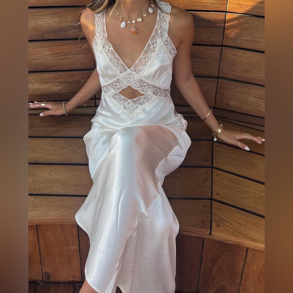NWT Rumored Crossroads Maxi Dress in Ivory Size Small